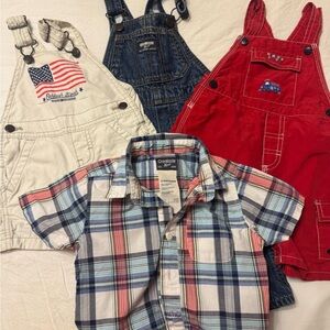 OshKosh B'gosh Kids Overalls and Shirt Set - Red, Blue, White